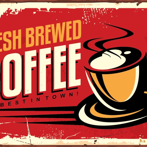 Nostalgie Schild Fresh Brewed Coffee Kaffee 12x18 / 20x30 / 30x40 Blech od. Holz