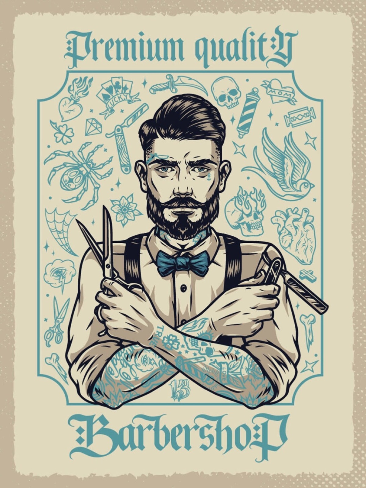 Schild Barbershop Premium Quality Friseur Barbier 12x18 20x30 30x40 Blech/Holz