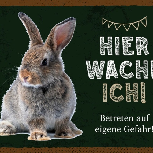 Schild Hier Wache Ich Kaninchen Gefahr Hase Tier 12x18 20x30 30x40 Blech/Holz