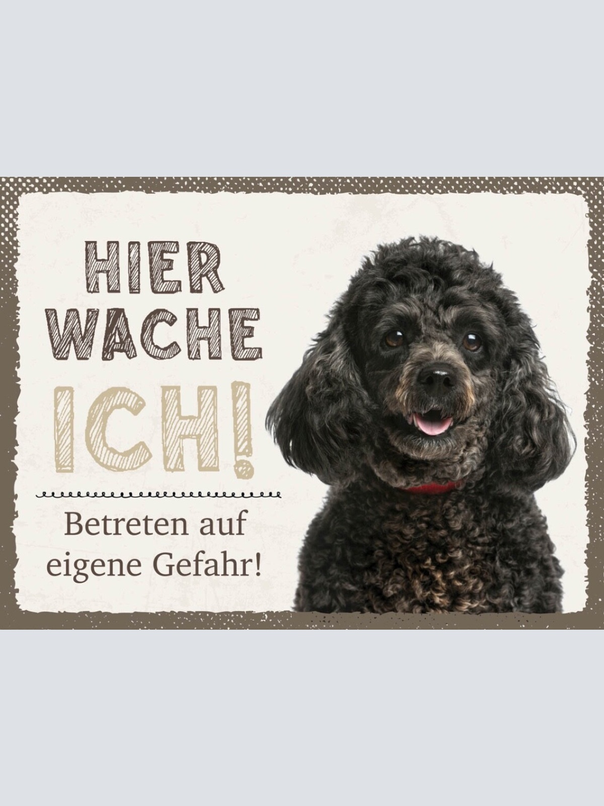 Schild Hier Wache Ich Pudel Gefahr Hund Haus Tier 12x18 20x30 30x40 Blech/Holz