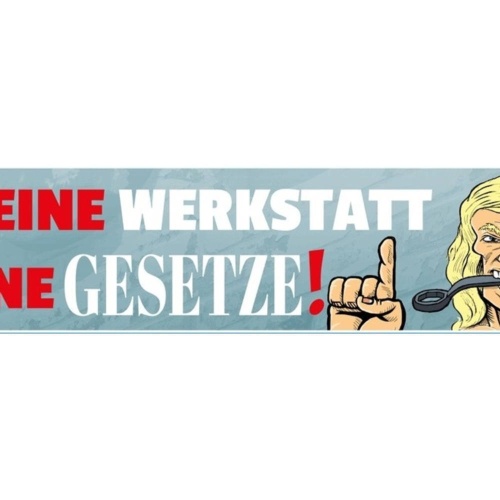 Schild Werkstatt Gesetze Werkzeug Hobby Auto Heimwerken 46 x 10 Blech od.Holz
