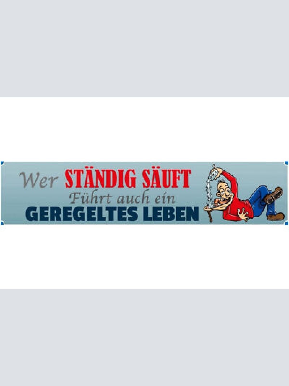 Schild Saufen Trinken Alkohol Bier Glas Geregeltes Leben 46 x 10 Blech od. Holz