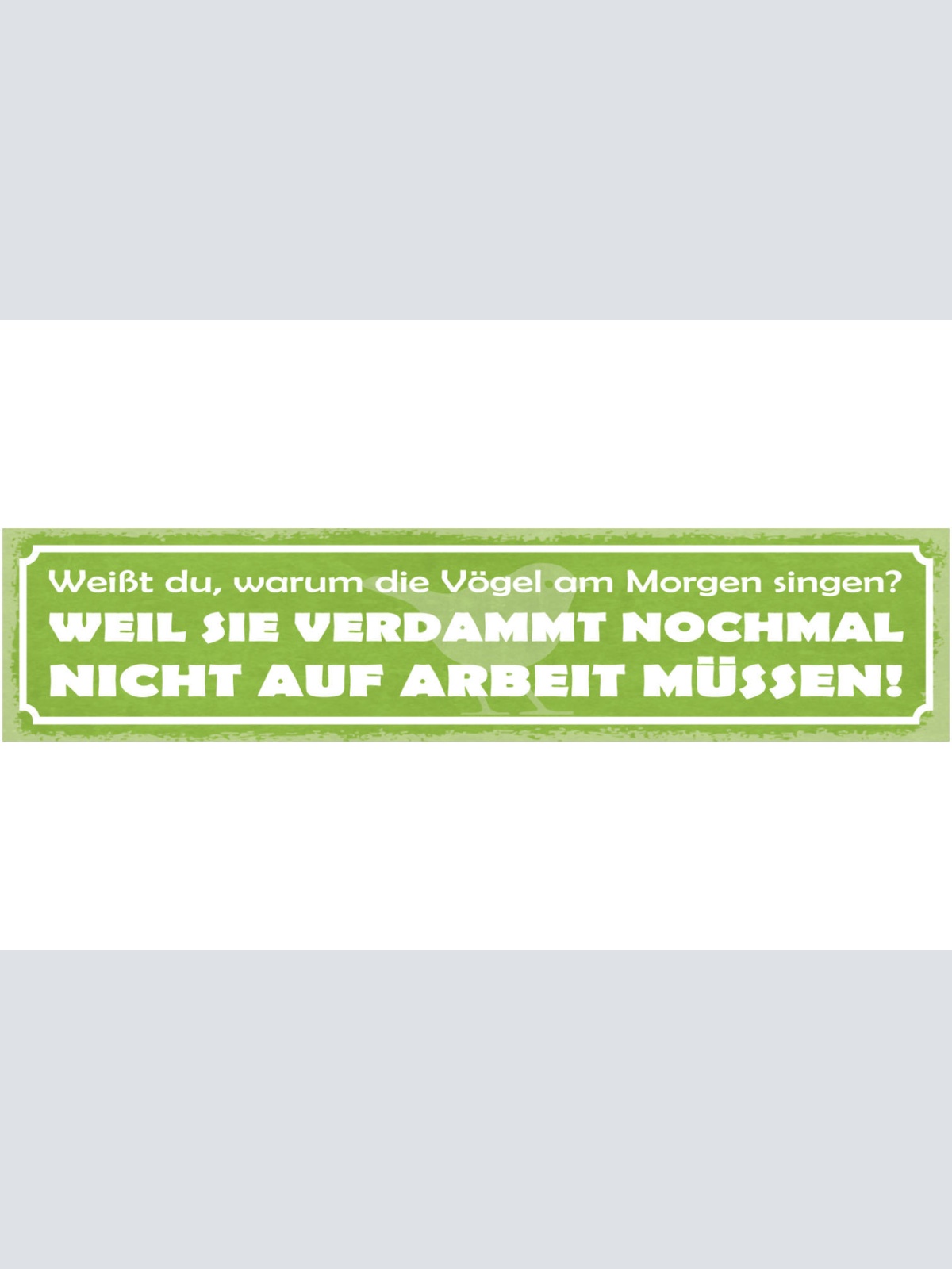 Schild Weißt Du Warum Vögel Am Morgen Singen Weil Sie Nicht Auf Arbeit Müssen