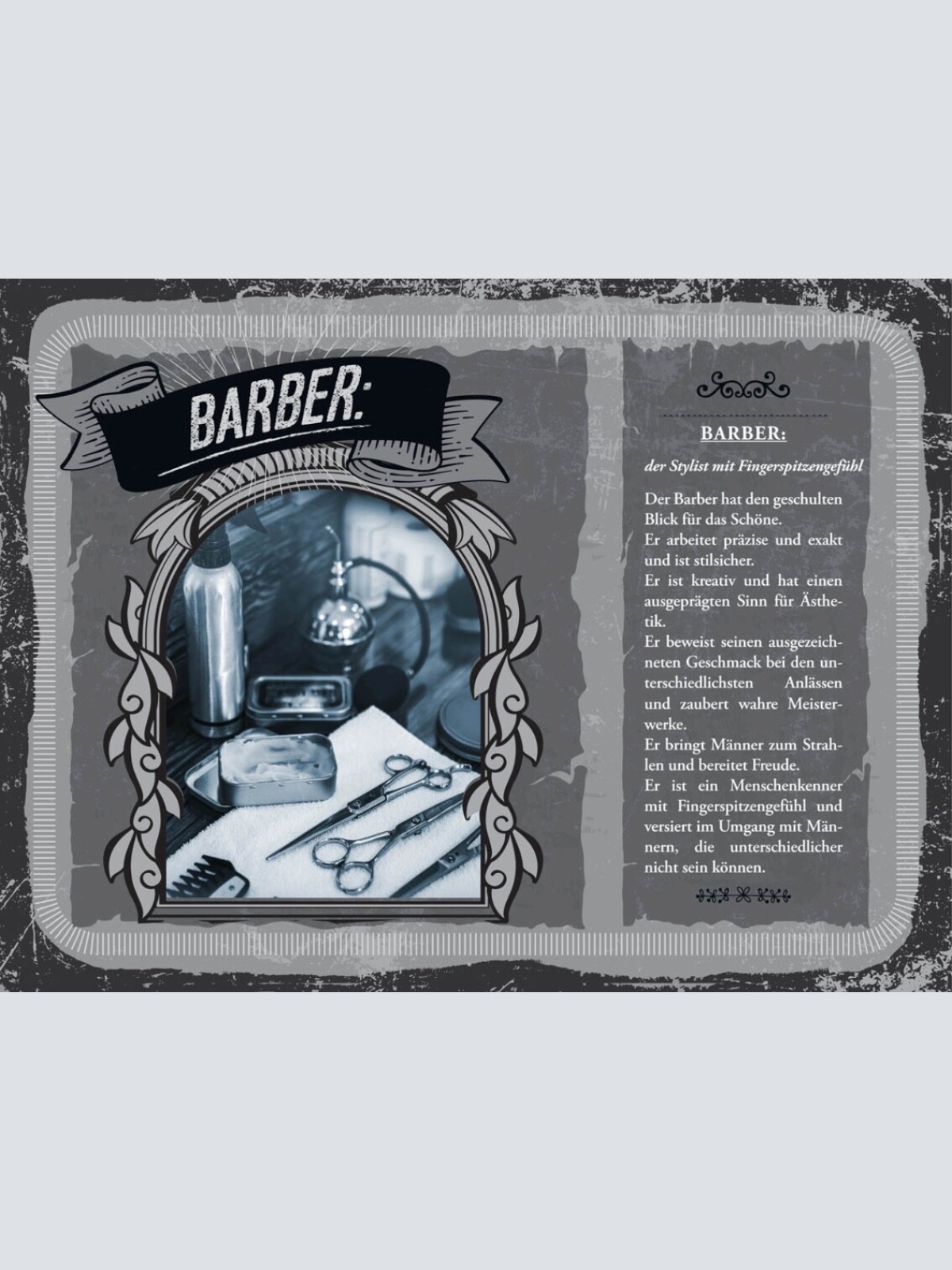 Schild Barber Beruf Friseur Haar Stylist Haare 12x18 20x30 30x40 Blech/Holz