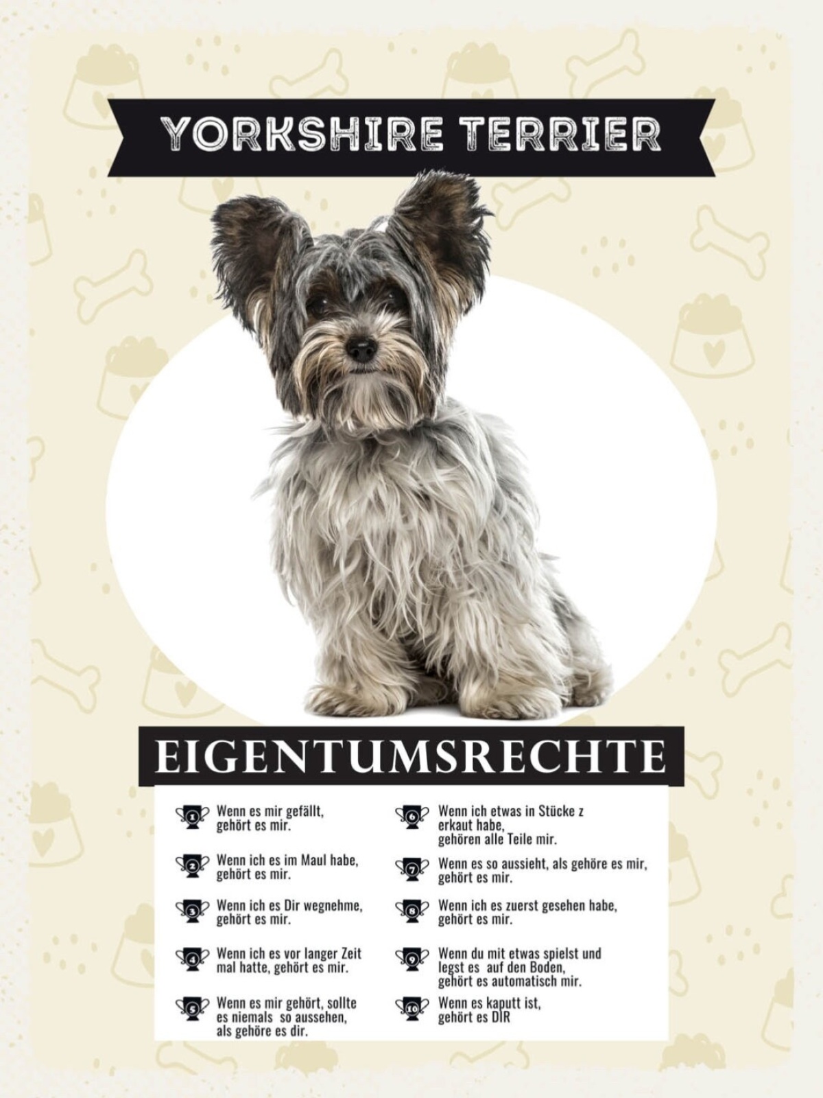 Schild Yorkshire Terrier Eigentumsrechte Hund Tier 12x18 20x30 30x40 Blech/Holz