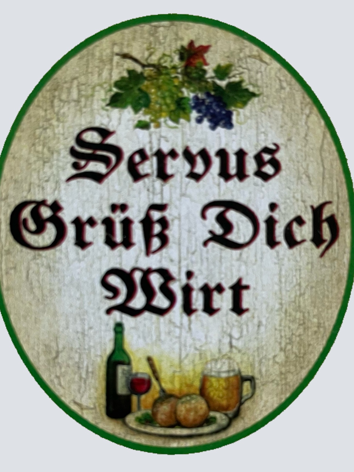 Nostalgie Holzschild Servus Grüß Dich Wirt Wirtshaus Essen Alkohol Bier Schild