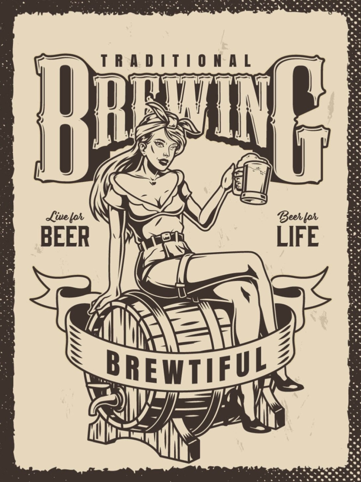 Schild Traditional Brewing Beer Bier Brauen Frau 12x18 20x30 30x40 Blech/Holz