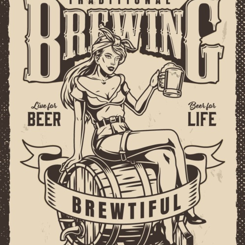 Schild Traditional Brewing Beer Bier Brauen Frau 12x18 20x30 30x40 Blech/Holz