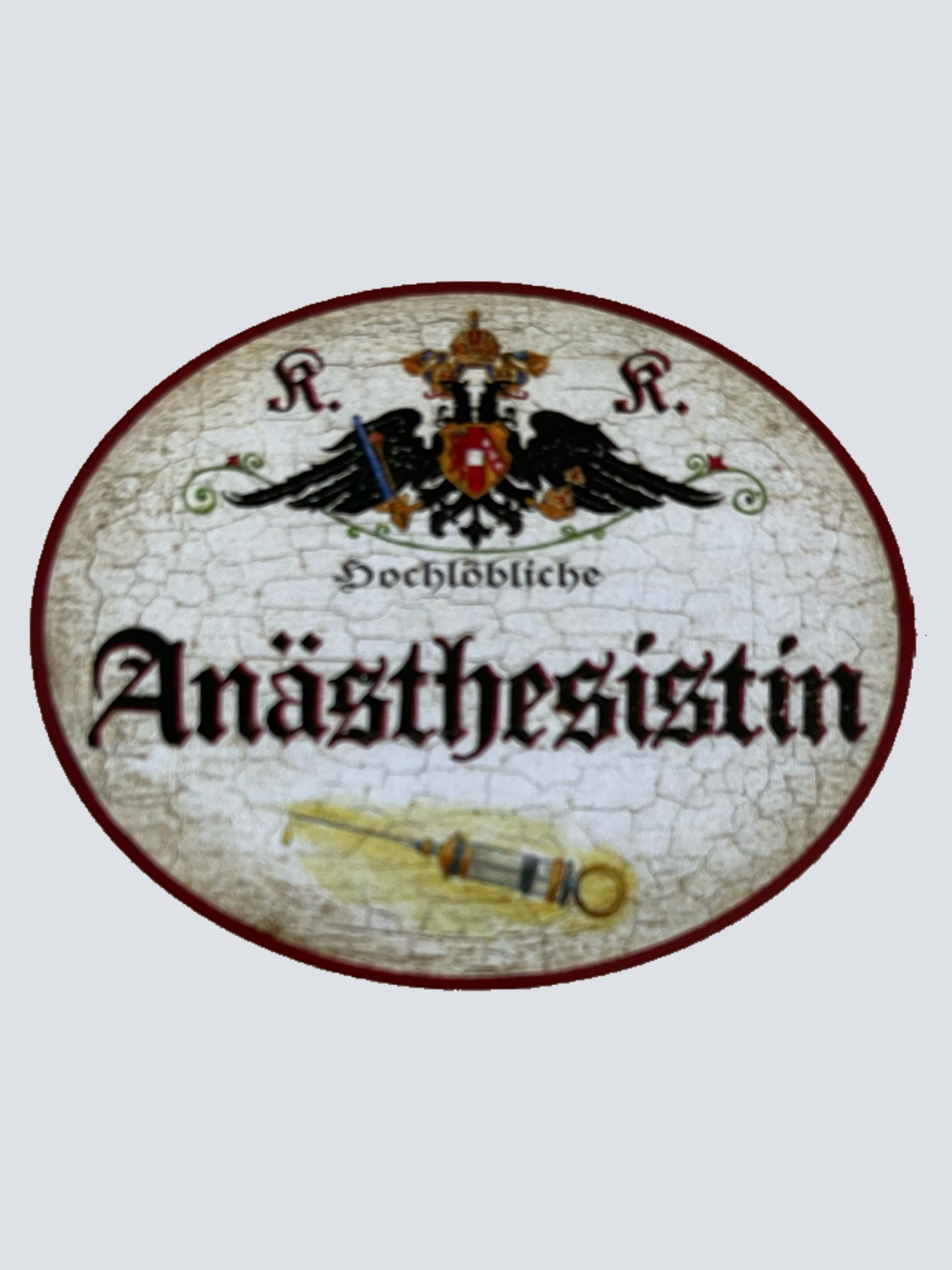 KuK Nostalgie Holzschild Hochlöbliche Anästhesistin Anästhesie Narkose Schild