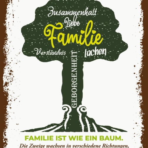 Schild Familie Ist Wie Ein Baum Zweige Wurzeln 12x18 20x30 30x40 Blech/Holz
