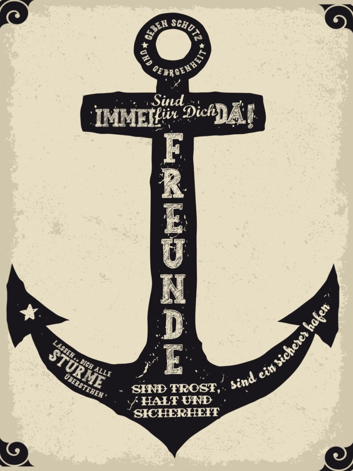 Schild Freunde Sind Immer Für Dich Da Anker Trost 12x18 20x30 30x40 Blech/Holz