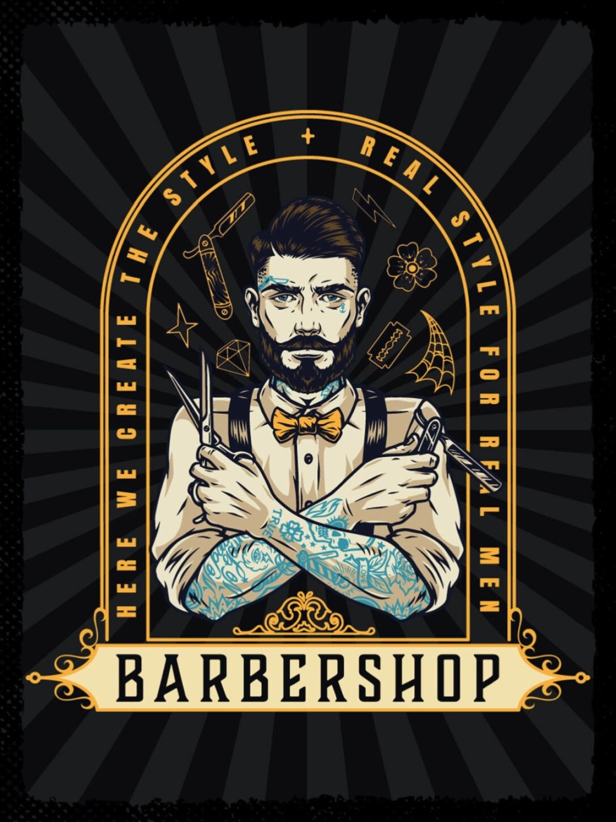 Schild Barbershop Real Style For Real Man Friseur 12x18 20x30 30x40 Blech/Holz
