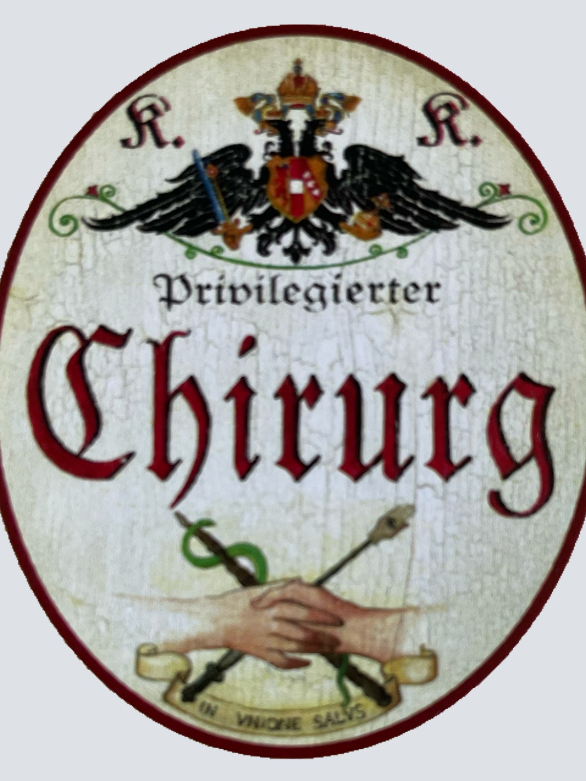 KuK Nostalgie Holzschild Privilegierter Chirurg Chirurgie OP Operation Schild