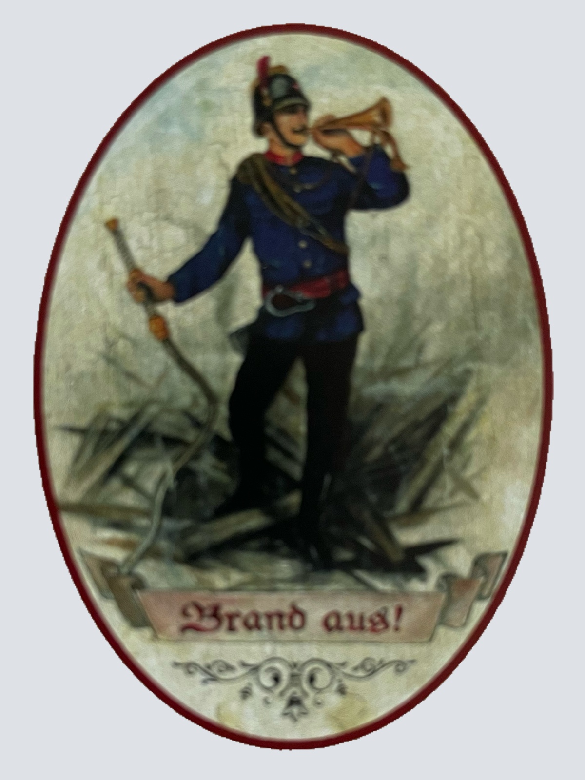 KuK Nostalgie Holzschild Brand Aus! Feuerwehr Feuerwehrmann Feuer Horn Schild