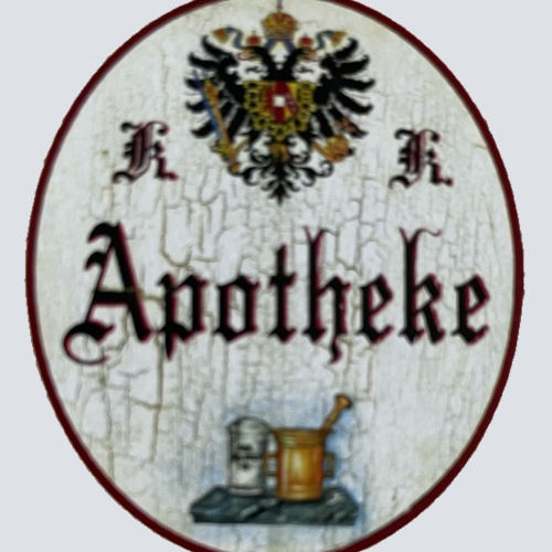 KuK Nostalgie Holzschild Apotheke Pharmazie Medikamente Apotheker Schild