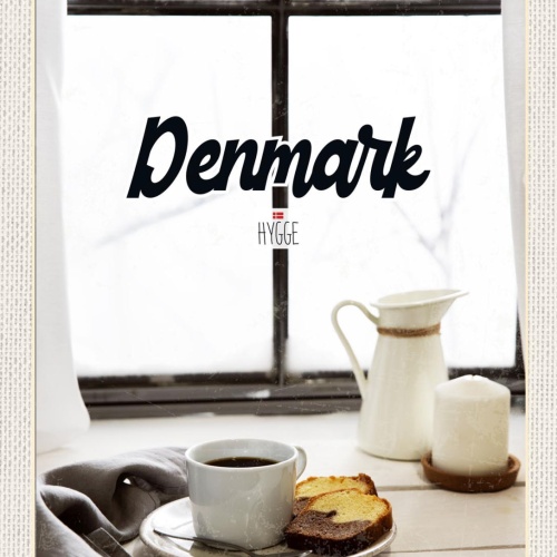 Schild Denmark Dänemark Kaffee Tasse Kuchen Hygge 12x18 20x30 30x40 Blech/Holz