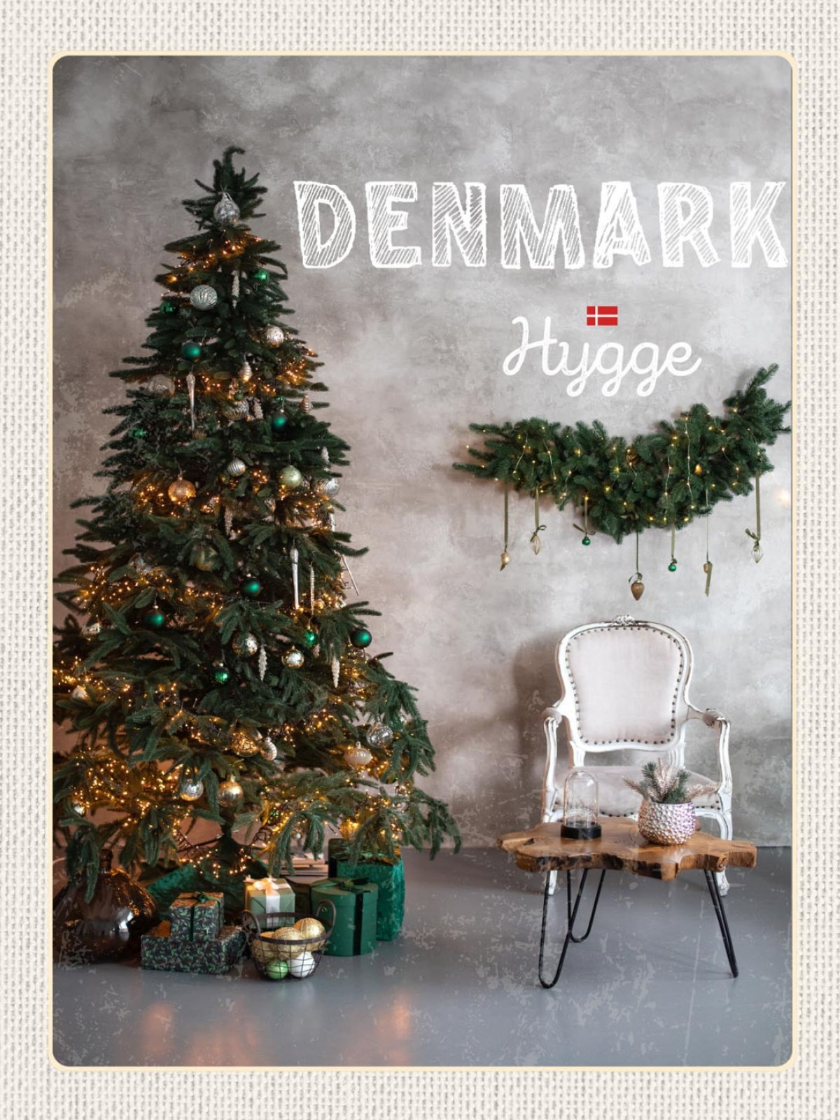 Schild Denmark Dänemark Weihnachten Baum Hygge 12x18 20x30 30x40 Blech/Holz