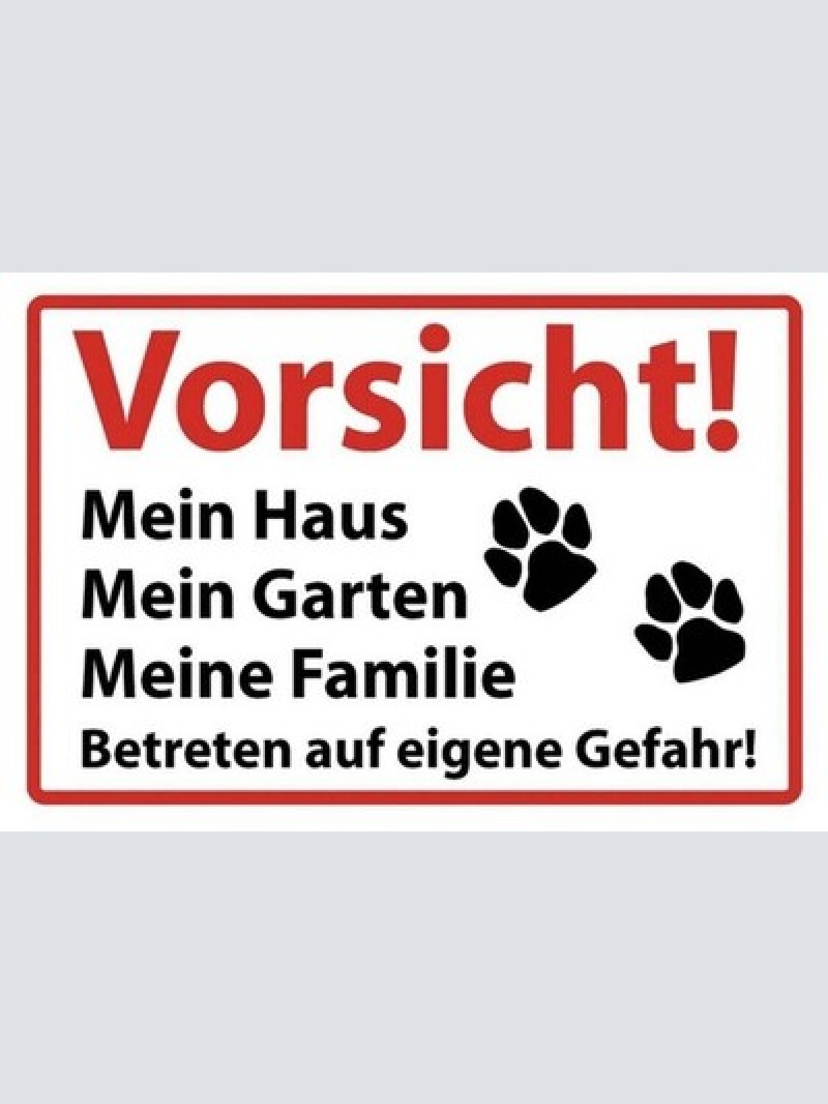 Schild vorsicht hund mein garten familie 12x18 / 20x30 / 30x40 blech od. holz