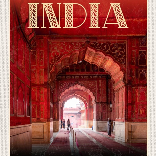 Schild India Indien Jama Masjid Moschee Delhi 12x18 20x30 30x40 Blech od. Holz