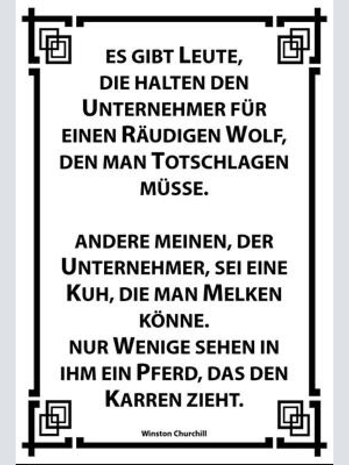 Winston churchill spruch unternehmer 12x18 / 20x30 / 30x40 blech od. holz