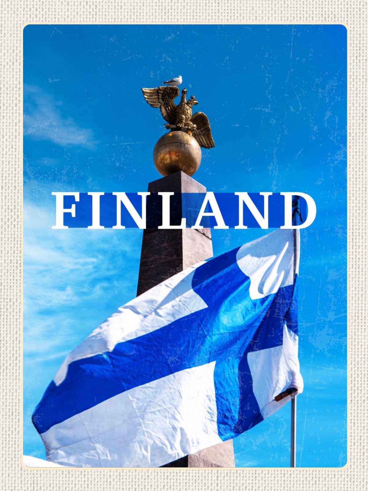 Schild Finland Finnland Doppeladler Monument Flagge 12x18 20x30 30x40 Blech/Holz