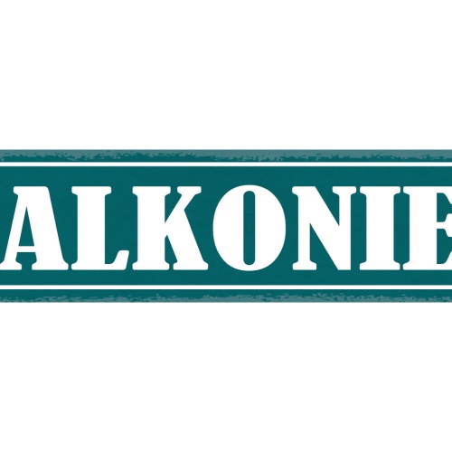 Schild Balkonien Balkon Urlaub Terasse Garten Blumen 46 x 10 Blech od. Holz