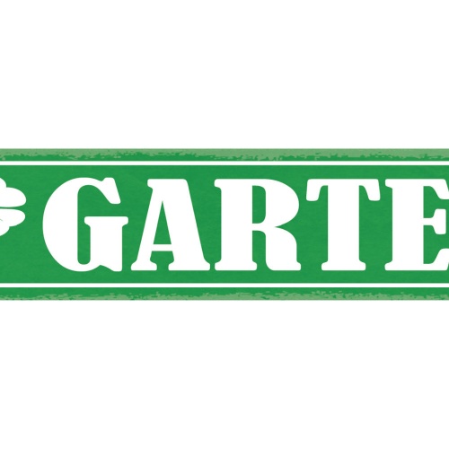 Schild Garten Kleeblatt Blumen Pflanzen Beet Gemüse 46 x 10 Blech od. Holz