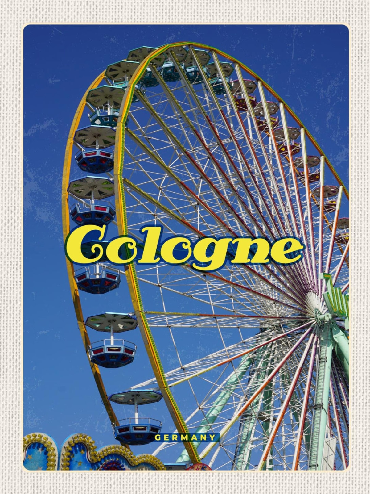 Schild Cologne Germany Köln Kölner Riesenrad D 12x18 20x30 30x40 Blech/Holz
