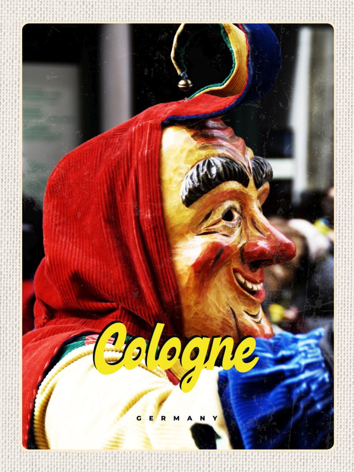 Schild Cologne Germany Köln Karneval Maske D 12x18 20x30 30x40 Blech/Holz