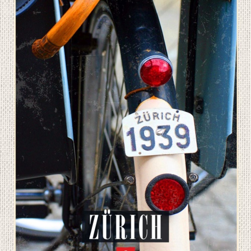 Schild Zürich Moped Motorrad Nummertafel Schweiz 12x18 20x30 30x40 Blech/Holz