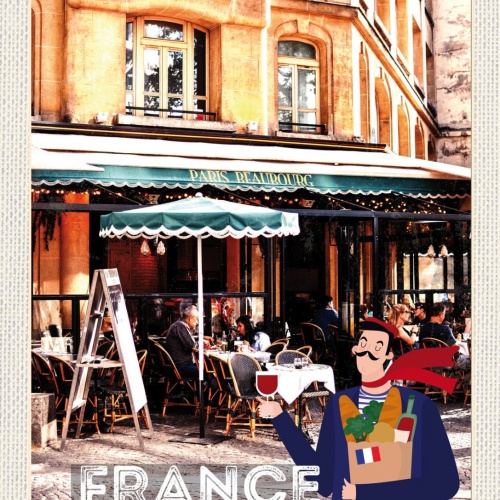 Schild France Frankreich Restaurant Paris Beaubourg 12x18 20x30 30x40 Blech/Holz