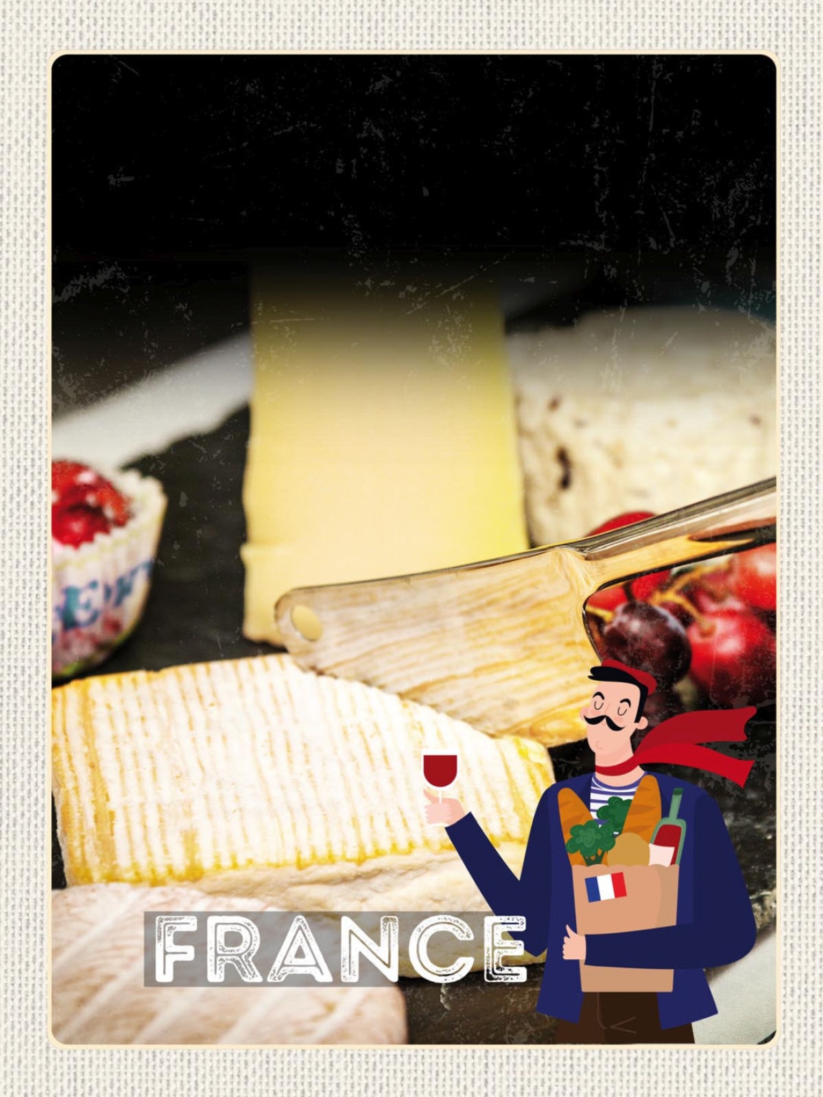 Schild France Frankreich Käse Spezialitäten 12x18 20x30 30x40 Blech/Holz