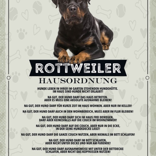 Schild Rottweiler Hausordnung Hund Tier Liebe 12x18 20x30 30x40 Blech/Holz