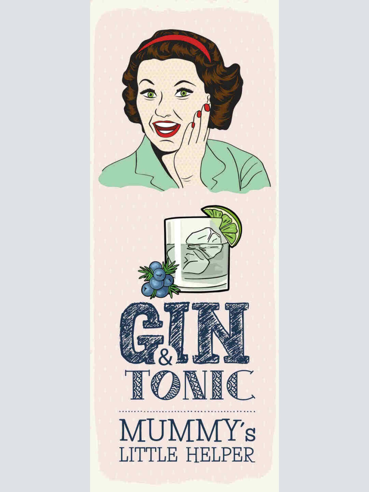 Schild Gin & Tonic Mummy's Little Helper Alkohol Mama Helfer 27x10 Blech od.Holz