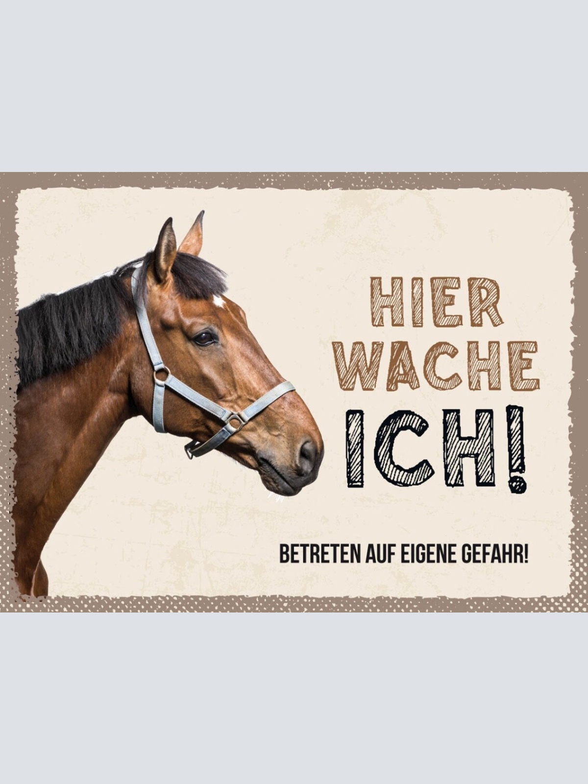 Schild Hier Wache Ich Pferd Eigene Gefahr Tier 12x18 20x30 30x40 Blech/Holz