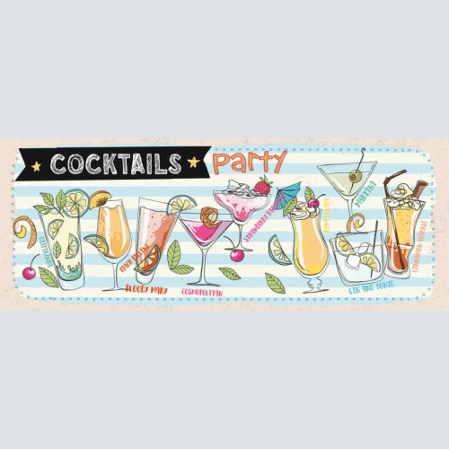 Schild Cocktails Party Bloody Mary Martini Alkohol Drink Bar 27x10 Blech od.Holz