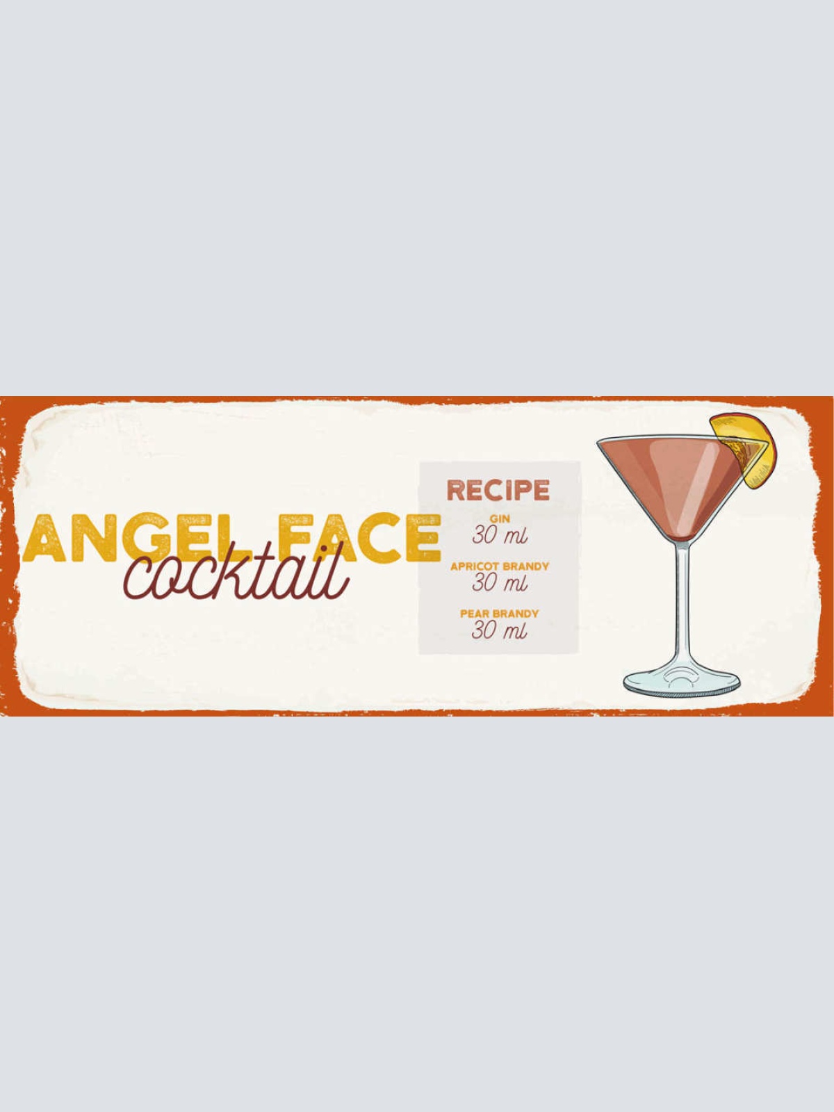 Schild Angel Face Cocktail Rezept Bar Alkohol Gin Brandy 27x10 Blech od.Holz
