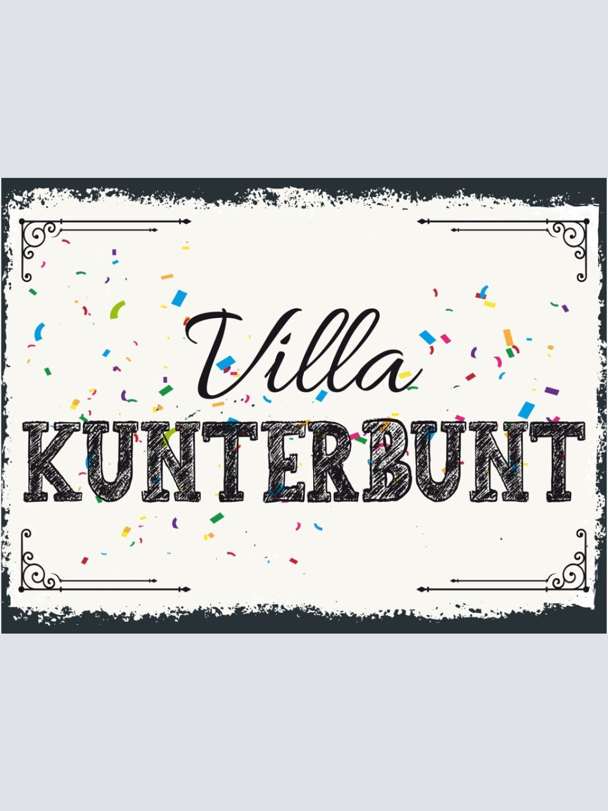 Schild Villa Kunterbunt Haus Wohnung Dekoration 12x18 20x30 30x40 Blech/Holz