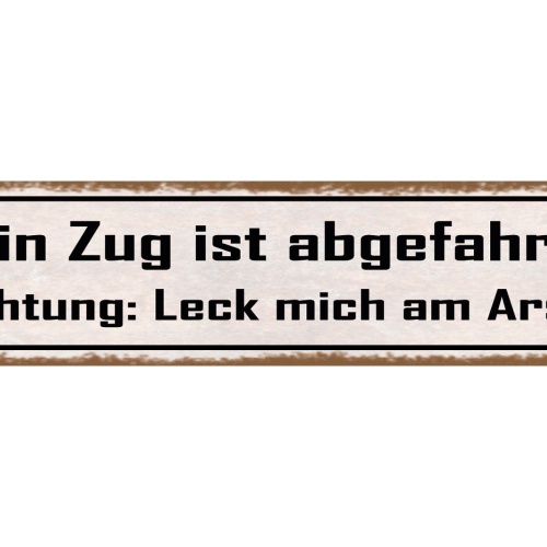 Schild Dein Zug Ist Abgefahren Richtung Leck mich am Arsch 46 x 10 Blech od.Holz