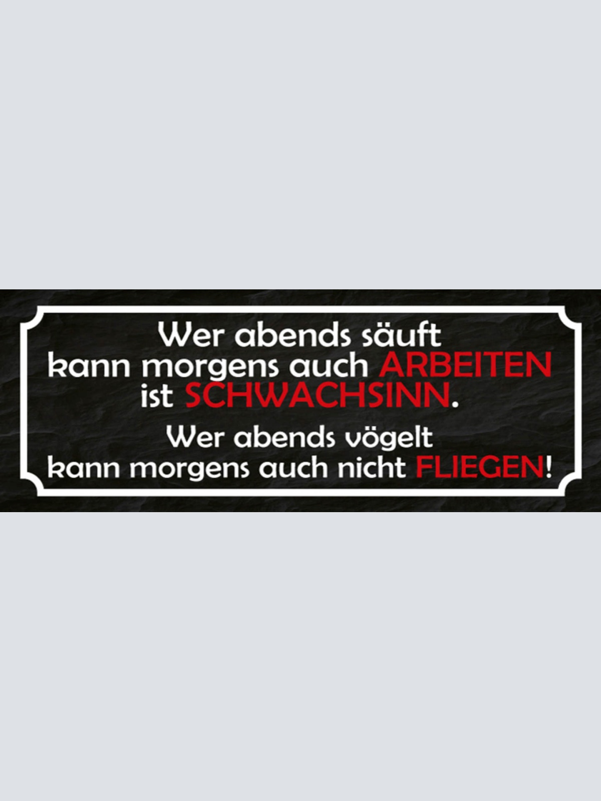 Schild Wer Abends Säuft Kann Morgens Arbeiten Ist Schwachsinn Vögelt Fliegen