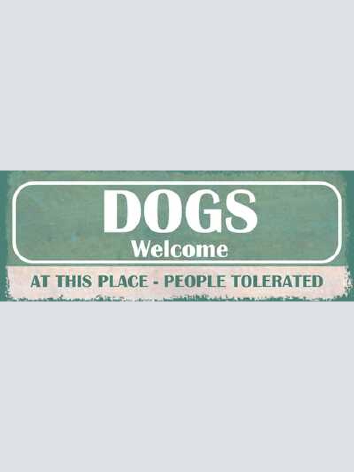 Schild dogs welcome at this place people tolerated hunde 27x10 blech od.holz
