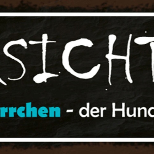 Schild Vorsicht Vor Dem Herrchen Der Hund Ist Harmlos 27x10 Blech od.Holz