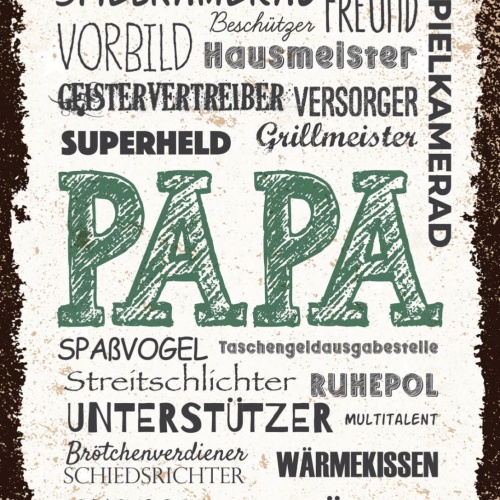 Schild Papa Vater Vorbild Beschützer Freund 12x18 20x30 30x40 Blech/Holz LP
