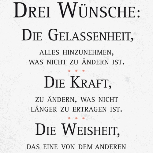 Schild 3 Wünsche Gelassenheit Kraft Weisheit 12x18 20x30 30x40 Blech/Holz LP