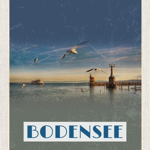 Schild Bodensee Möwen Schiff D A CH 12x18 20x30 30x40 Blech od. Holz