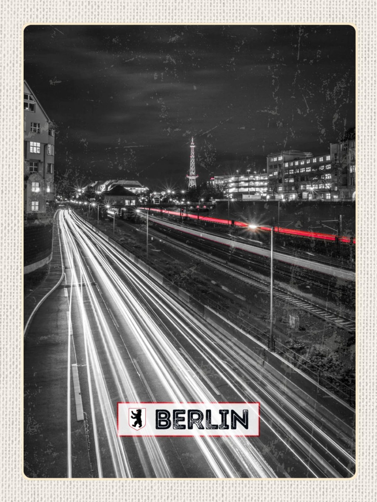 Schild Berlin Deutschland Eisenbahn Strecke Nacht 12x18 20x30 30x40 Blech/Holz