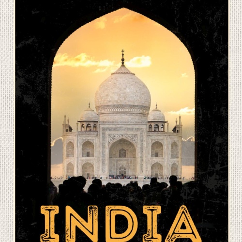 Schild India Indien Taj Mahal Monument Mausoleum 12x18 20x30 30x40 Blech/Holz