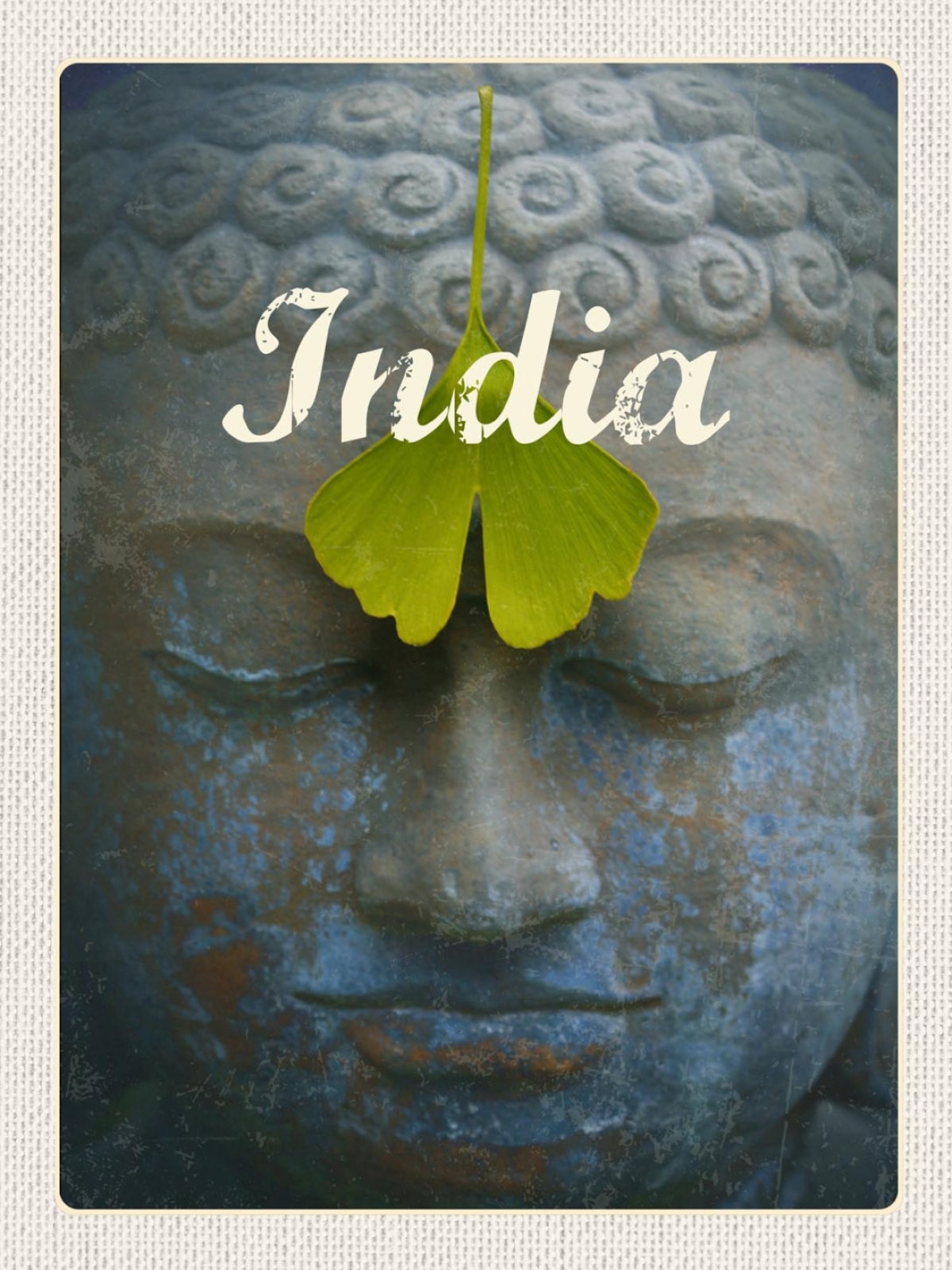 Schild India Indien Buddha Gingko Blatt Buddhismus 12x18 20x30 30x40 Blech/Holz