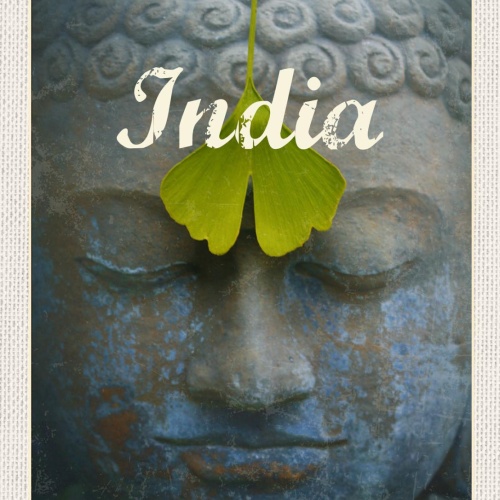 Schild India Indien Buddha Gingko Blatt Buddhismus 12x18 20x30 30x40 Blech/Holz