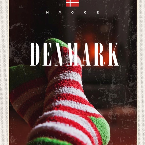 Schild Denmark Dänemark Gestrickte Socken Hygge 12x18 20x30 30x40 Blech/Holz